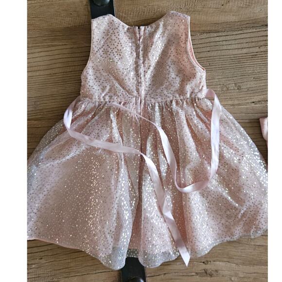 Rare Too Pastel Pink and Gold Dress with Cardigan sz 2T - Picture 4 of 5